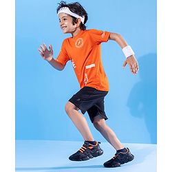 Pine Active Half Sleeves Quick Dry HD Print T-shirt - Orange