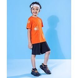 Pine Active Half Sleeves Quick Dry HD Print T-shirt - Orange