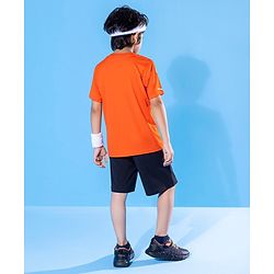 Pine Active Half Sleeves Quick Dry HD Print T-shirt - Orange