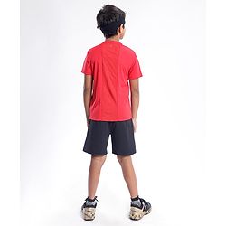 Pine Active Half Sleeves Quick Dry T-shirt with HD Text Print - Red