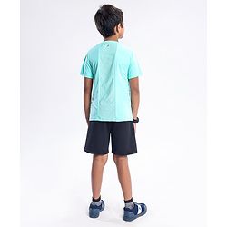 Pine Active Half Sleeves Quick Dry T-shirt with HD Text Print - Aqua Green