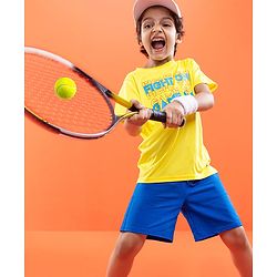 Pine Active Half Sleeves Tee Text Print - Yellow