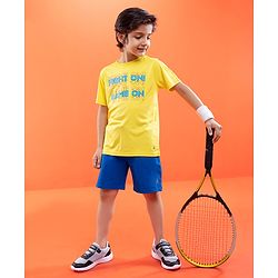 Pine Active Half Sleeves Tee Text Print - Yellow