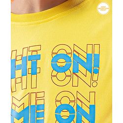 Pine Active Half Sleeves Tee Text Print - Yellow