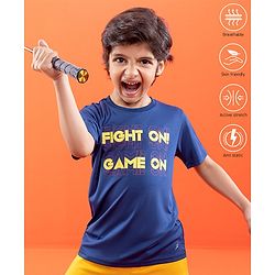 Pine Active Half Sleeves Tee Text Print - Dark Blue