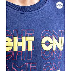 Pine Active Half Sleeves Tee Text Print - Dark Blue
