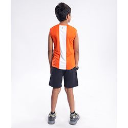 Pine Active Skin Friendly & Breathable Sleeveless Text Print T-Shirt - Orange
