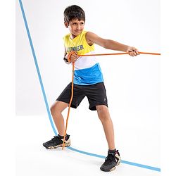 Pine Active Sleeveless T-Shirt Text Printed - Yellow Blue