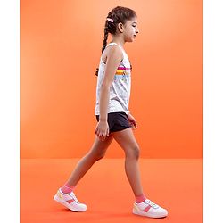Pine Active Skin Friendly & Breathable Sleeveless Text Printed Tee - Multicolour