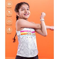 Pine Active Skin Friendly & Breathable Sleeveless Text Printed Tee - Multicolour