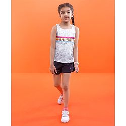 Pine Active Skin Friendly & Breathable Sleeveless Text Printed Tee - Multicolour