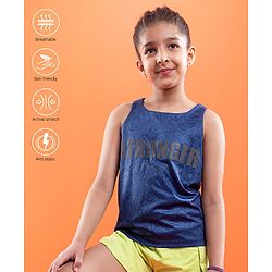 Pine Active Skin Friendly & Breathable Sleeveless Sports T-Shirt Text Print - Multicolor
