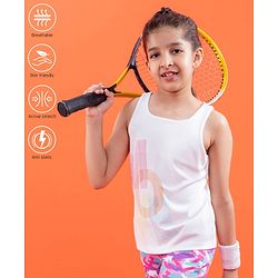 Pine Active Quick Dry Sleeveless T-Shirt with HD Print - White Pink