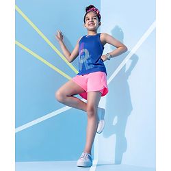 Pine Active Sleeveless Tee Text Print - Navy Blue