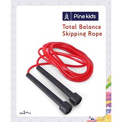 Pine Kids Premium Sleek Skipping Rope - Red | Durable Fitness Rope for Kids  | Lightweight & Easy-Grip Handles | Perfect for Indoor & Outdoor Play, Exercise, Stamina Building & Fun Activities.
