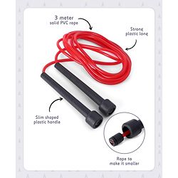 Pine Kids Premium Sleek Skipping Rope - Red | Durable Fitness Rope for Kids  | Lightweight & Easy-Grip Handles | Perfect for Indoor & Outdoor Play, Exercise, Stamina Building & Fun Activities.