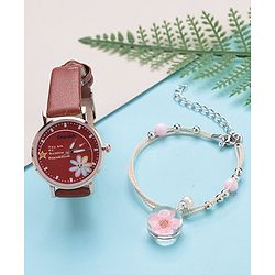 Pine Kids Analog Watch And Bracelet - Red
