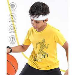 Pine Active Half Sleeves Lycra T-shirt HD Print - Yellow