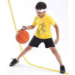 Pine Active Half Sleeves Lycra T-shirt HD Print - Yellow