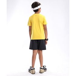 Pine Active Half Sleeves Lycra T-shirt HD Print - Yellow