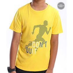 Pine Active Half Sleeves Lycra T-shirt HD Print - Yellow