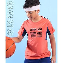 Pine Active Skin Friendly & Breathable Half Sleeves T-shirt with Text Print - Red