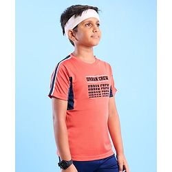 Pine Active Skin Friendly & Breathable Half Sleeves T-shirt with Text Print - Red