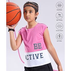 Pine Active Half Sleeves Lycra T-shirt HD Print - Pink