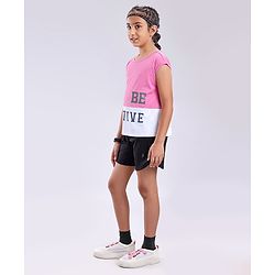 Pine Active Half Sleeves Lycra T-shirt HD Print - Pink