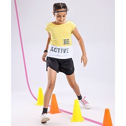 Pine Active Half Sleeves Lycra T-shirt HD Print - Yellow