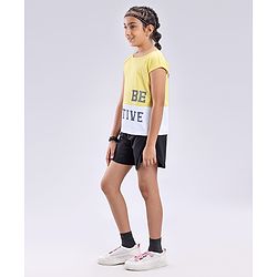 Pine Active Half Sleeves Lycra T-shirt HD Print - Yellow