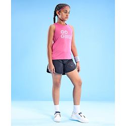Pine Active Skin Friendly & Breathable Sleeveless Sports Top Go Girl Print - Fuchsia