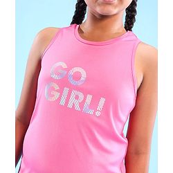Pine Active Skin Friendly & Breathable Sleeveless Sports Top Go Girl Print - Fuchsia