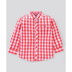 Pine Kids Full Sleeves Biowash Checks Shirt - Red