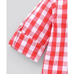 Pine Kids Full Sleeves Biowash Checks Shirt - Red