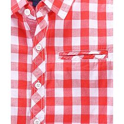 Pine Kids Full Sleeves Biowash Checks Shirt - Red