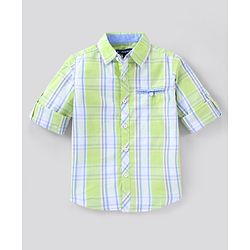 Pine Kids Full Sleeves Biowashed & Checked Shirt - Light Yellow