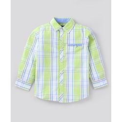 Pine Kids Full Sleeves Biowashed & Checked Shirt - Light Yellow