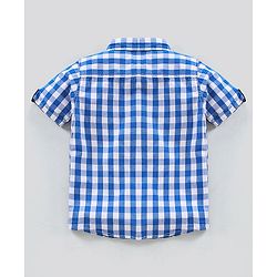 Pine Kids Half Sleeves Checkered Shirt With A T-Shirt- Blue