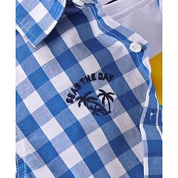 Pine Kids Half Sleeves Checkered Shirt With A T-Shirt- Blue