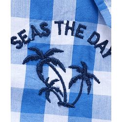 Pine Kids Half Sleeves Checkered Shirt With A T-Shirt- Blue