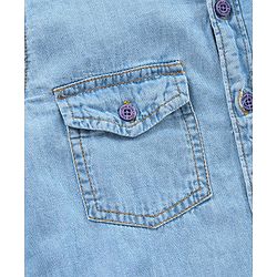 Pine Kids Full Sleeves Denim Shirt Solid Print - Indigo Blue