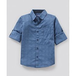 Pine Kids Full Sleeves Softener Washed Cotton Shirt - Blue
