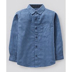 Pine Kids Full Sleeves Softener Washed Cotton Shirt - Blue