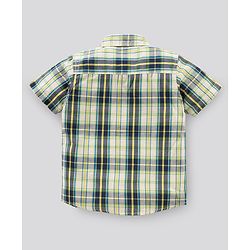 Pine Kids Half Sleeves Checks Shirts - Green & White
