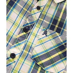 Pine Kids Half Sleeves Checks Shirts - Green & White