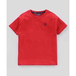 Pine Kids Half Sleeves Bio Wash T-shirt Solid Pack of 2 - Blue Red