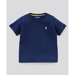 Pine Kids Half Sleeves Bio Wash Cotton T-shirt Solid Pack of 2 - Yellow Navy Blue