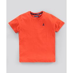 Pine Kids Half Sleeves Bio Wash T-shirt Solid Pack of 2 - Orange Green