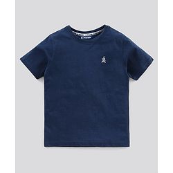 Pine Kids Half Sleeves Bio Wash Cotton T-shirt Solid Pack of 2 - Light and Navy Blue